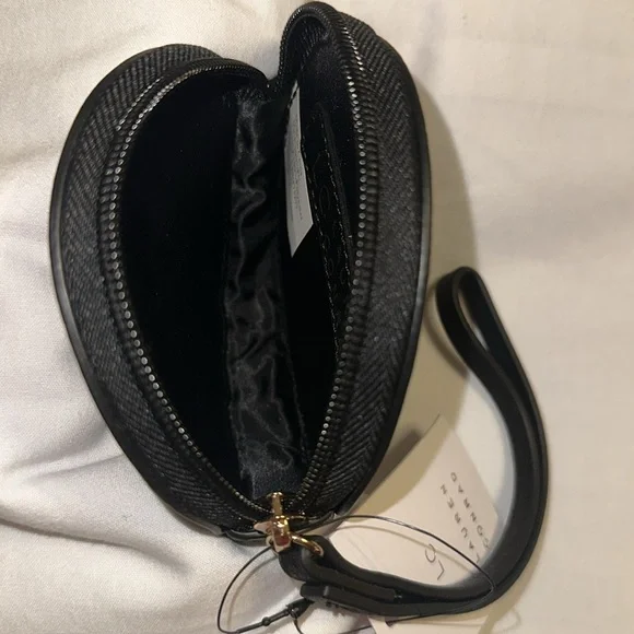 NWT LC Lauren Conrad Graphic Round Black and Rose Gold Coin Pouch - Picture 4 of 4